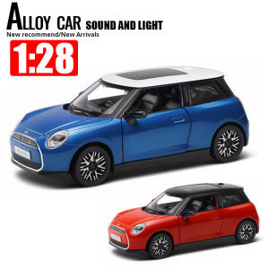 1:28 BMW Mini Cooper Alloy Scale Car Model Diecast Metal Miniature Car Sound&Light Classic Car Collection Kid Toy Car Vehicle