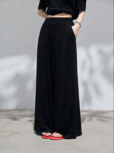 THROUS | Quần Dài Thoáng Mát Cao Waist Drawstring Thẳng Suông Mùa Hè