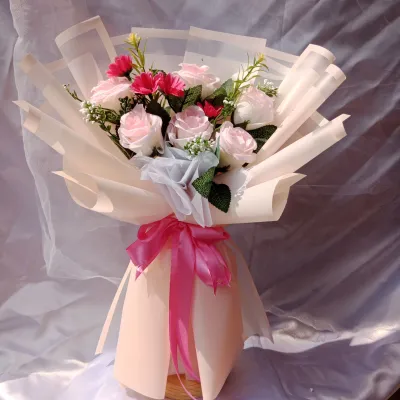 ukuran Medium 43*30 buket bunga artifisial buket bunga kado ulang tahun kado wisuda kado guru kado pernikahan