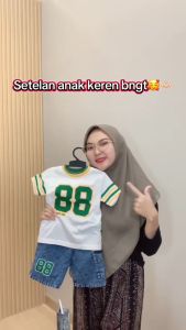 Setelan Pakaian Anak Laki-laki & Perempuan: Set Kaos Baseball & Celana Jeans