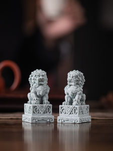Chinese Style Wealth Attracting Lion Statue Pair for Home Office Entrance Decor Lucky Charm Ornament Large Size Garden Courtyard