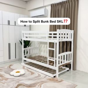 SKL Furniture 100% Fully Solid Wood Double Decker Bedframe / Katil Double Decker Tilan / Single Bedframe / Katil Bujang