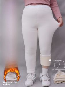 Thick Velvet Base Layer Pants for plus Size Girls High Elasticity Outerwear Warm Cotton Trousers for Children in Winter