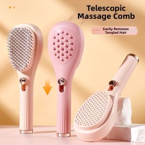 Retractable Massage Comb 2024 New Home Use Non-Damaging Scalp Fluffy No Tangle Air Cushion Cleaning Comb Anti-Static