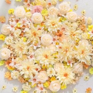 20/50Pcs Mix Yellow Artificial Flower Head for Home Room Decor Craft Wreath Bride Wedding Christmas Decoration Navidad 2025 Gift