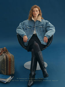 Retro Wool Fur Collar Slim Fit Warm Denim Jacket