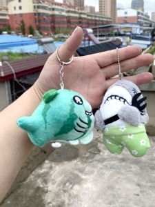 Creative Funny Shark Bee Plush Toy Bag Charm Doll Keychain Soft PP Cotton Filled Fish Toy for Girls above 3 Years Old