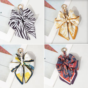 1Pcs Silk Scarf Keychains Elegant DIY Bow Bag Chain Trendy Polyester Fashion Accessory With Butterfly Knot For Handbag & Purse
