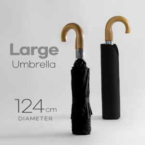 Luxury Reverse Umbrella for Men Wooden Handle Large Umbrella Windproof Strong 10 Ribs Foldable Big Rain Umbrella Golf