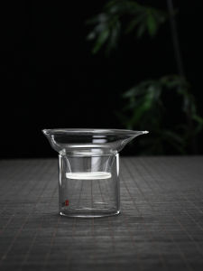 เครื่องกรองชาญมือญสไตล์ญี่ปุ่น เครื่องกรองชาแบบแก้ว ตะแกรงละเอียด อุปกรณ์ชงชาแบบจีนโบราณ ถ้วยแบ่งชา ฝาครอบ