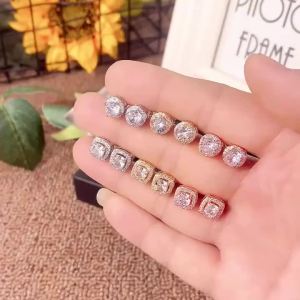 Huitan Fashion Geometric Women Stud Earrings Cubic Zirconia Wedding Party Daily Wearable Fashion Jewelry Hot Dropshipping