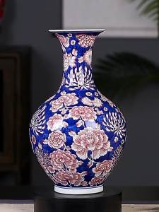 Vò Sứ Trung Quốc Cổ Đồ Bọc Men Xanh và Đỏ Tự Vẽ Tay để Trưng Bày tại Nhà