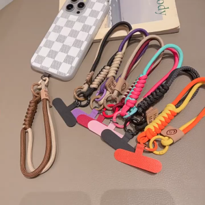 Double Ring Buckle Woven Phone Case Hanging Rope Universal Collision Color Short Handheld Lanyard Cellphone Anti-lost Wristband
