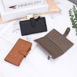 F First Layer Cowhide Short Coin Purse Zipper Ultra-Thin Small Wallet Multifunctional Genuine Leather Card Holder