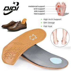 DIDI 1Pair Leather Orthotics Insoles: Flat Foot Heel Support & Breathable Arch Support