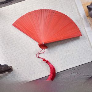 Mini Bamboo Fan Vintage Summer Portable Pink Dragonfly Folding Fan for Cheongsam Traditional Chinese Culture Home Use
