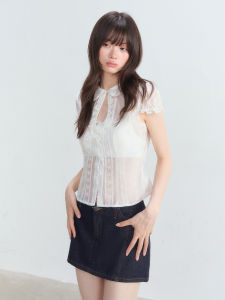 Weekend hub | French Style Lace Hollow Out Doll Collar Embroidered Summer Blouse