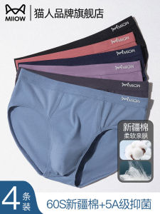 Mens Pure Cotton Triangle Underwear Breathable Loose Antibacterial Short Shorts Large Size Autumn Season MiiOW Cat Man Brand