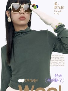 Lightweight Soft Wool Roll Neck Knitwear 6069 for Women High Elasticity Breathable Base Layer Colorful Tube Neck Design