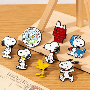 Bandai | Cute Snoopy & Woodstock Enamel Brooch Pin Cartoon Lapel Badge for Backpack Denim Clothes Decor Ideal Gift for Kids