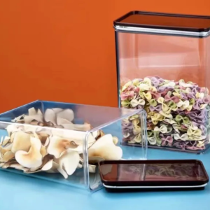 Acrylic Canister Powder Container 0.5kg/1kg Storage Box for Milk Tea Shop Home(Without Spoon)