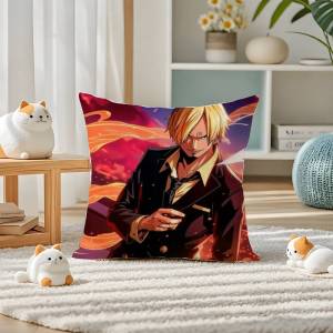 Bandai | One Piece Gear Five Luffy Anime Plush Pillow Cover Soft Short Plush Cushion Cover For Sofa Bedroom Home Decor Gift Decoration