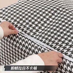 Fabric Storage Boxes with Lids & Houndstooth Clothes Quilt Bins: Optimize Your Bedroom Closet