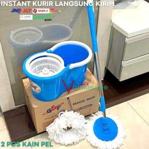 Pel Lantai Putar Pembersih Lantai Otomatis Magic Mop Set Ember Tongkat Kain Pel GSF 433
