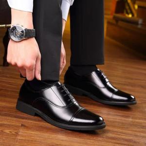 2025 New Mens Business Casual Shoes Soft Leather Slip-On Derby Style Leather Upper Breathable Comfortable Rubber Outsole