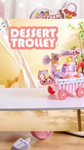 Cart Dessert Trolley Ages 3+ Pretend Ice Cream Pushcart with Lights and Sounds Gift For Kids by WISHLAND