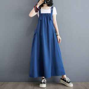 Summer New Womens Long Sleeveless Dress Wide Waist Butterfly Knot A-Line Polyester Maxi Dress Casual Commute Style plus Size