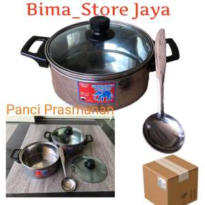 PANCI WADAH MAKANAN STAINLES / PANCI SAYUR 18cm TUTUP KACA FREE CINTUNG