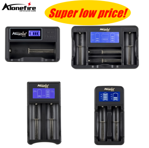 Alonefire 1A/2A LCD USB Charger 3.7V Rechargeable Flashlight Torch Li-ion Battery Charger for 18650/16340/14500/21700/26650