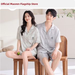 MiiOW | Ice Silk Summer Short Sleeve Shorts Couple Sleepwear Sets