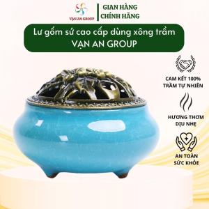 Lư xông đốt trầm hương Vạn An Home bằng gốm sứ có miếng lót chống cháy dùng xông nhà tẩy uế mang đến may mắn bình an tài lộc giao màu ngẫu nhiên