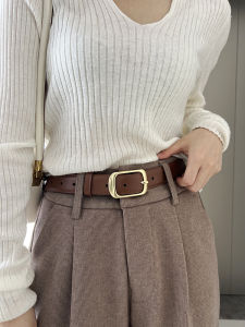New Womens Fashionable Genuine Leather Belt Korean Style Versatile Jeans Belt Two-Layer Cowhide Buckle Student Ladies Waist Belt