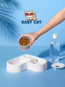 2 in 1 Pet Bowl Set for Cats Dogs Puppy and Kitty - Food and Water Bowl with Drinking Bottle