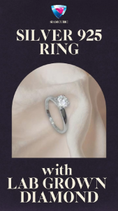 SILVER 925 RING with LAB GROWN DIAMOND แหวนเงิน 925 ตัวเรือนเงินเเท้ ฝังเพชรเเล็บ ขนาด 1 กะรัต พร้อมใบรับรองจาก IGI