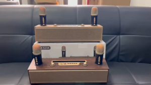 ลำโพงไมค์คู่ XM-521K ไมค์ไร้สาย 2 ตัว ดีไซน์ไม้คลาสสิค เสียงชัด เบสแน่น รองรับ USB/TF/AUX