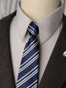 Khăn Quàng Cổ Sọc Xanh Công Sở Thường Ngày Cho Nam 75cm Phong Cách Hàn Quốc Chuyên Nghiệp Giản Dị Một Kéo Được