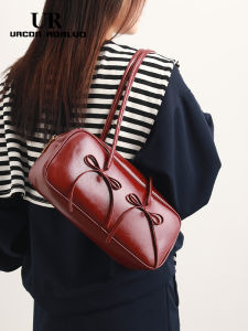 UR Fashionable Red Butterfly Knot Underarm Bag Womens Single Shoulder French Bread Bag Boston Style Summer New Arrival