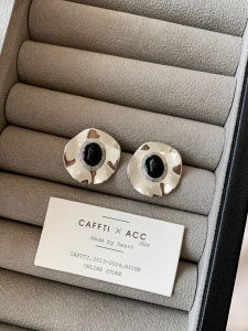 CAFFTI | Black Agate Exaggerated Unique Silver Irregular Earrings
