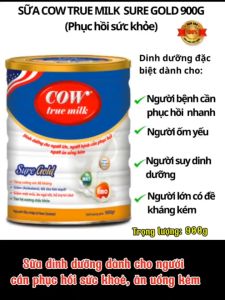 {Chính hãng} Sữa bột Cow True Milk Sure Gold 900G - Dành cho người ăn uống kém suy nhược cần phục hồi sức khỏe date mới nhất