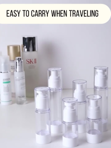 Portable Clear Vacuum Spray/Pump Bottle 15/30/50/80/100ml Travel Skincare Lotion Container