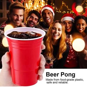 N.K. 50pcs 16Oz Beer Cups Disposable Two-Color Plastic Cup Safe And Durable For Parties And Games
