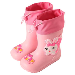 รองเท้าบู๊ตกันฝนเด็ก รองเท้าบู๊ตกันน้ำกันลื่น รองเท้าบู๊ตบุขนแกะกันหนาว รองเท้าบู๊ตกันฝนสำหรับเด็กชายและเด็กหญิง