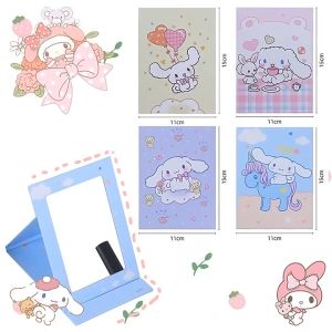 AI-K155 Folding Mirorr Cermin Portable / Cermin Kaca Lipat Buku Kartun Import / Cermin Lipat Karakter Hewan Lucu Cermin Rias Makeup Model Cover Buku