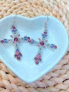 Hoa Tai Hình Thánh Giá Thời Trang Cho Nữ Thiết Kế Độc Đáo Phong Cách Gothic Phụ Kiện Trang Sức Hợp Kim Mới Về Đính Đá Rhinestone