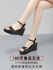 Giày Cao Gót Đế Xuồng Da Thật Thời Trang Mùa Hè Cho Nữ Giày Cao Gót Có Dây Buộc Chéo Đế Xuồng Đế Dày Giày Thường Ngày