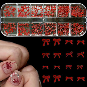 ชุดตกแต่งเล็บเรซิ่นรูปโบว์หลากสีแบบมินิมอล 1 กล่อง โบว์ริบบิ้นเจลลี่กึ่งโปร่งแสง สำหรับตกแต่งเล็บ DIY